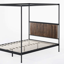 Load image into Gallery viewer, Wesley Metal and Wood Canopy Platform Bed
